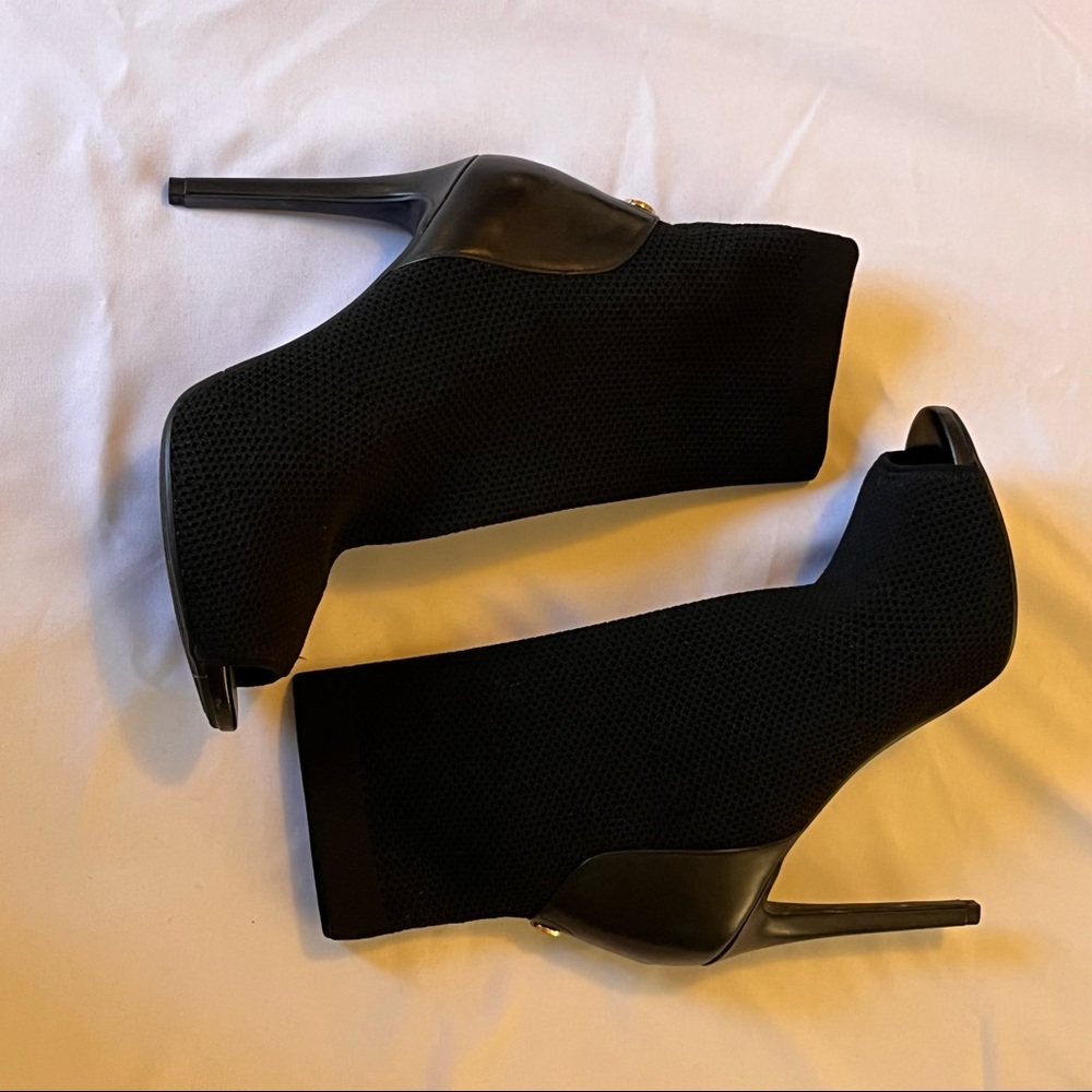 Fabric peep toe heels